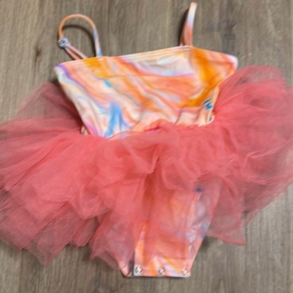 iloveplum Brielle Willow Watercolor Tutu Swimsuit Small Girls One Piece - Picture 3 of 9